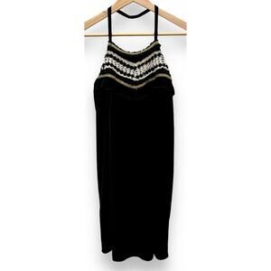 NEKANE NKN Verma VR Crochet M/L Boho Lace Racerback Strappy Black Dress Lined